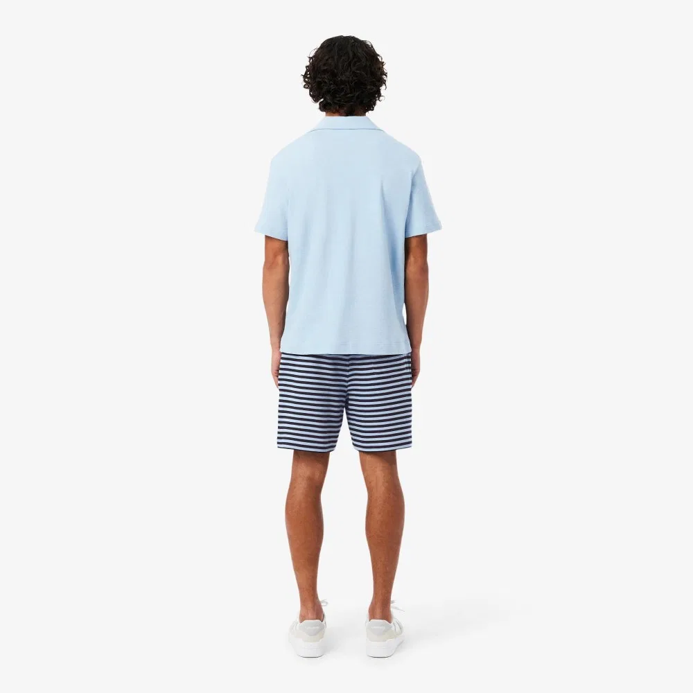 Мужские шорты из поплина в горизонтальную полоску синие от Lacoste — фото 3
