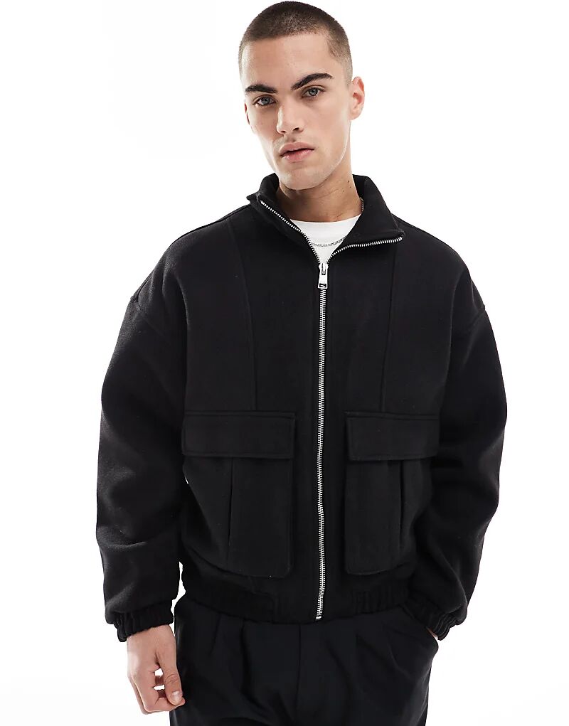 

Куртка харрингтон черного цвета Bershka