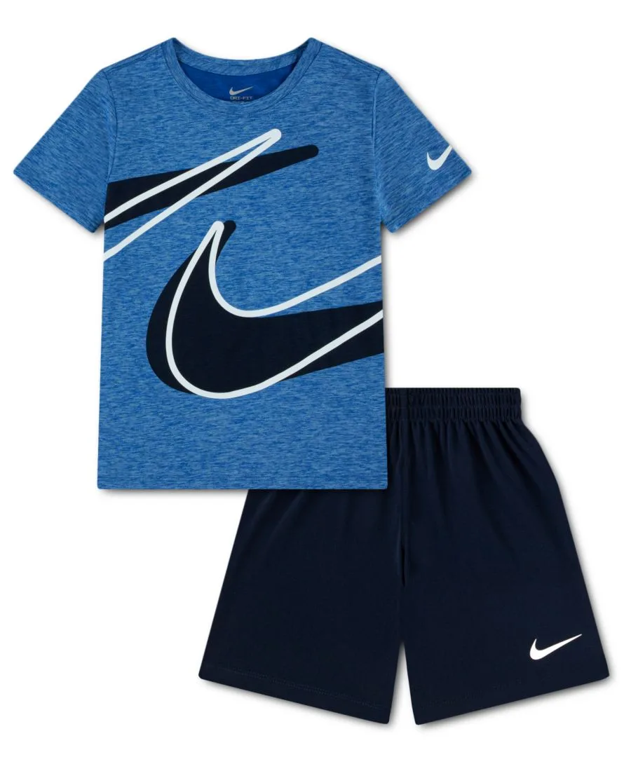 Детский комплект из футболки и шорт Dri-FIT Swoosh (4-7 лет), Nike, Obsidian