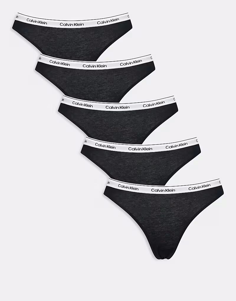 

Комплект из 5 пар трусиков-бикини Calvin Klein Modern Logo черного цвета