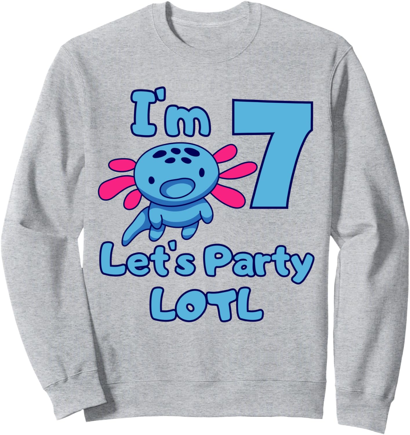 

Мне 7 лет! Давайте устроим вечеринку! LOTL (Let's Party) - толстовка для мальчиков на 7-й день рождения с изображением аксолотля, серая Family Look Axolotl Themed Decoration Gifts
