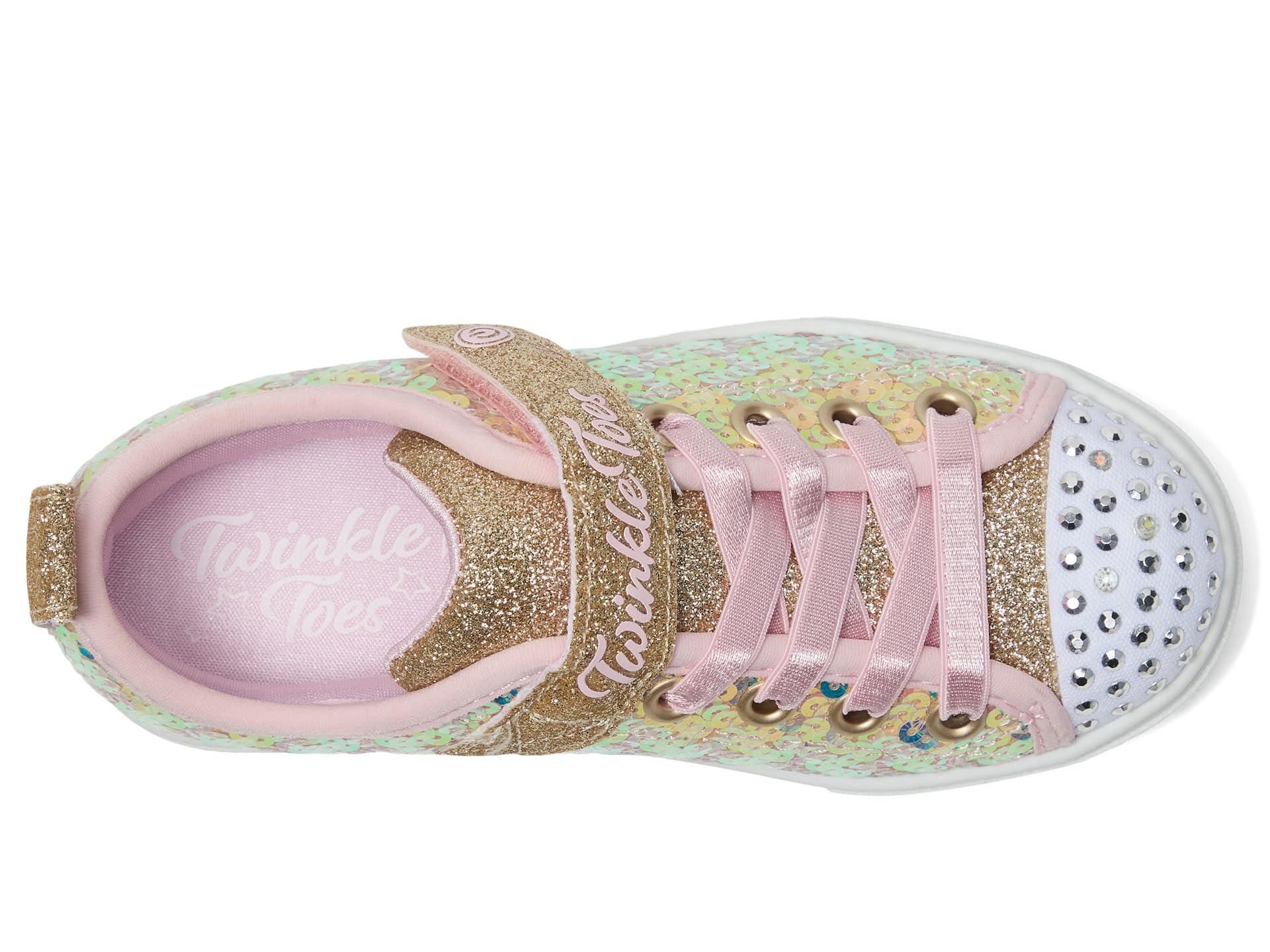 Кроссовки SKECHERS KIDS Twinkle Sparks - Sequin Party, Gold/Pink — фото 2