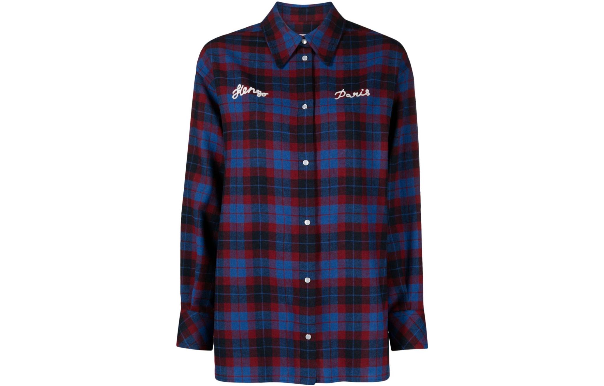 

Футболка с логотипом в клетку KENZO, синяя