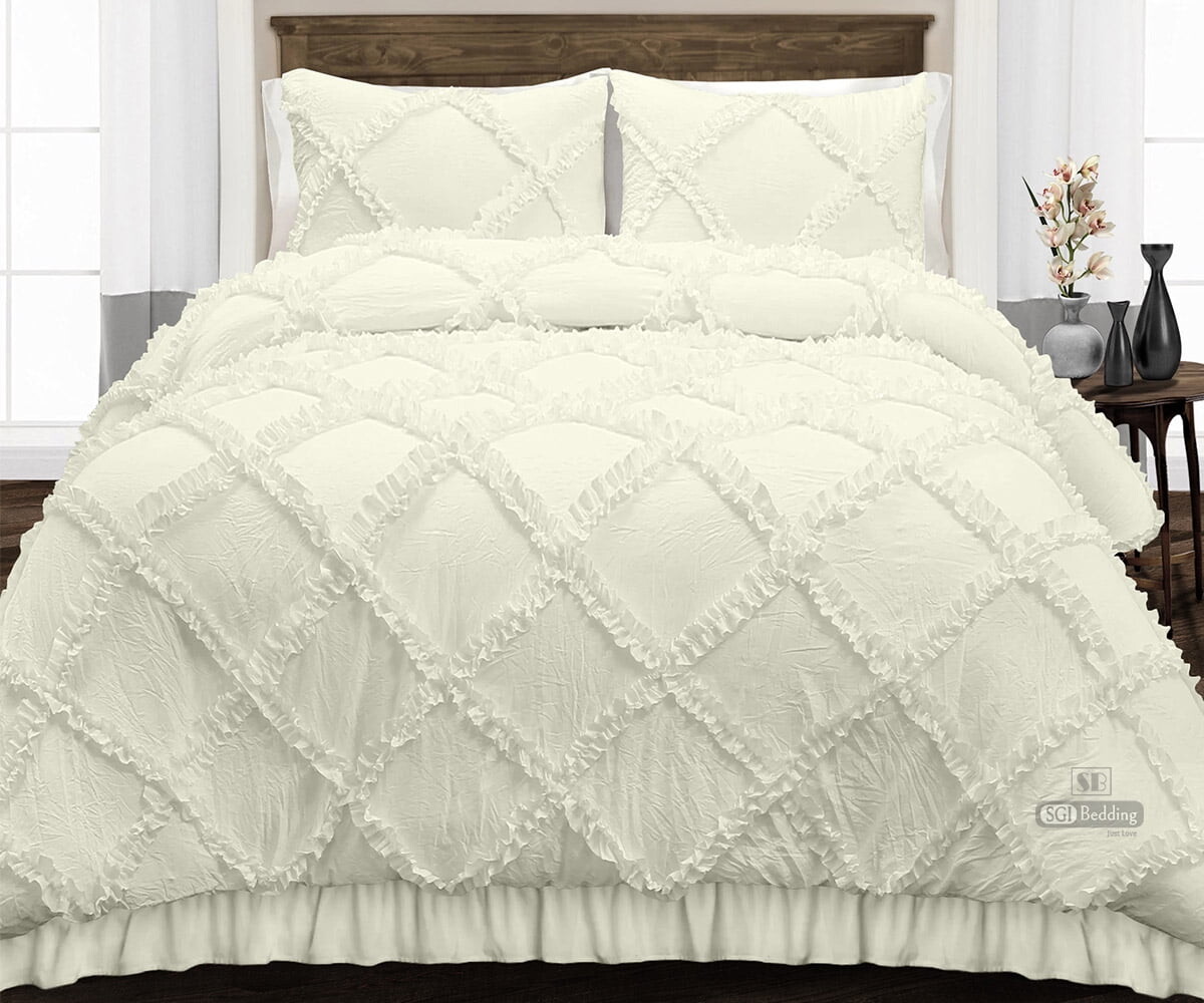 

Одеяло с ромбовидными рюшами SGI Bedding Queen, синий