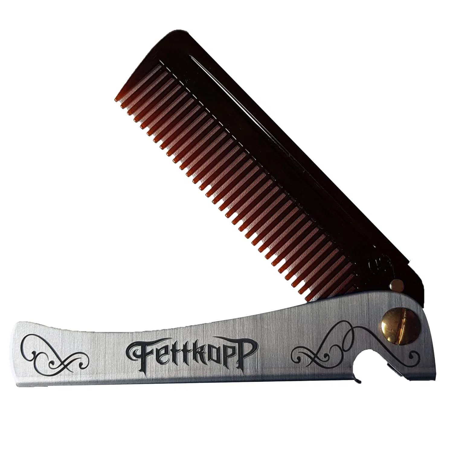 Складная карманная расческа The Man Comb с металлической ручкой, зеленая Fettkopp, Green — фото 3