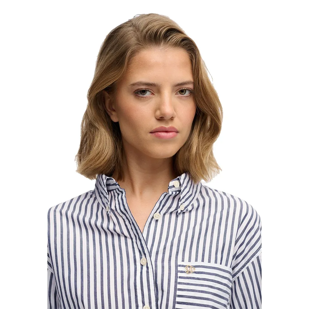 Рубашка с длинными рукавами Superdry Poplin свободного кроя, белый — фото 4