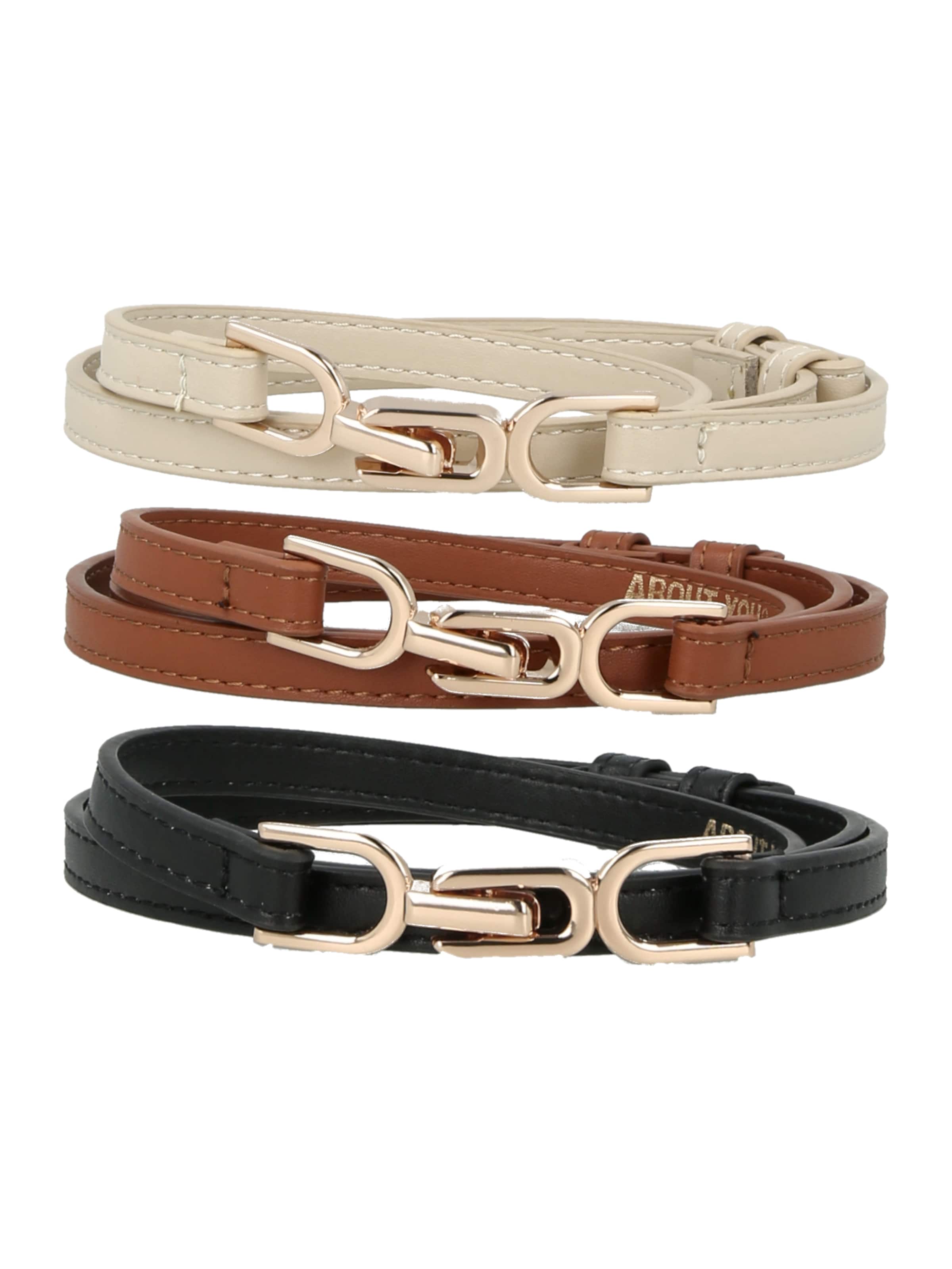 

ABOUT YOU Ремень в цветах беж, коньяк, черный