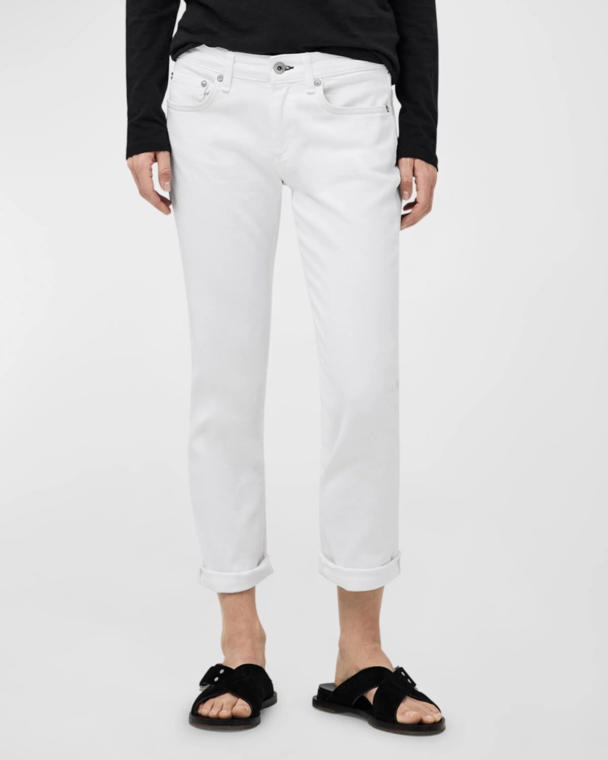 

Узкие джинсы-бойфренды Dre с низкой посадкой Rag & Bone, цвет Opticwht