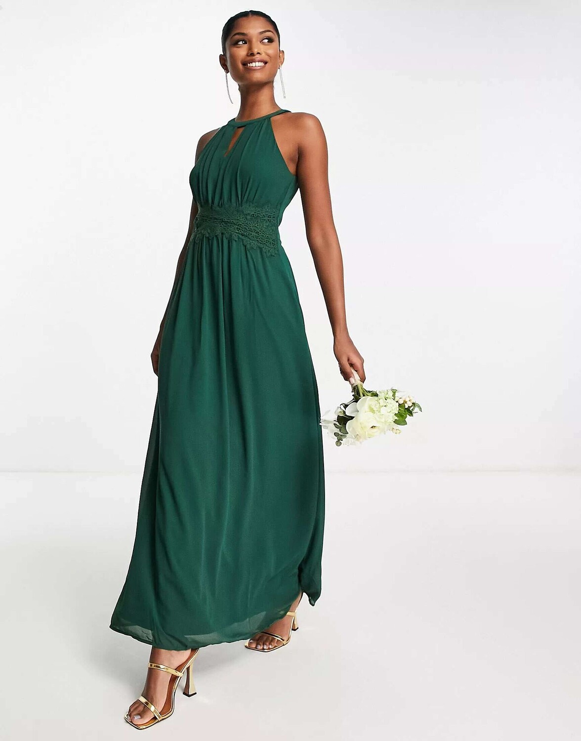 

Платье макси с воротником-халтером Vila Bridesmaid