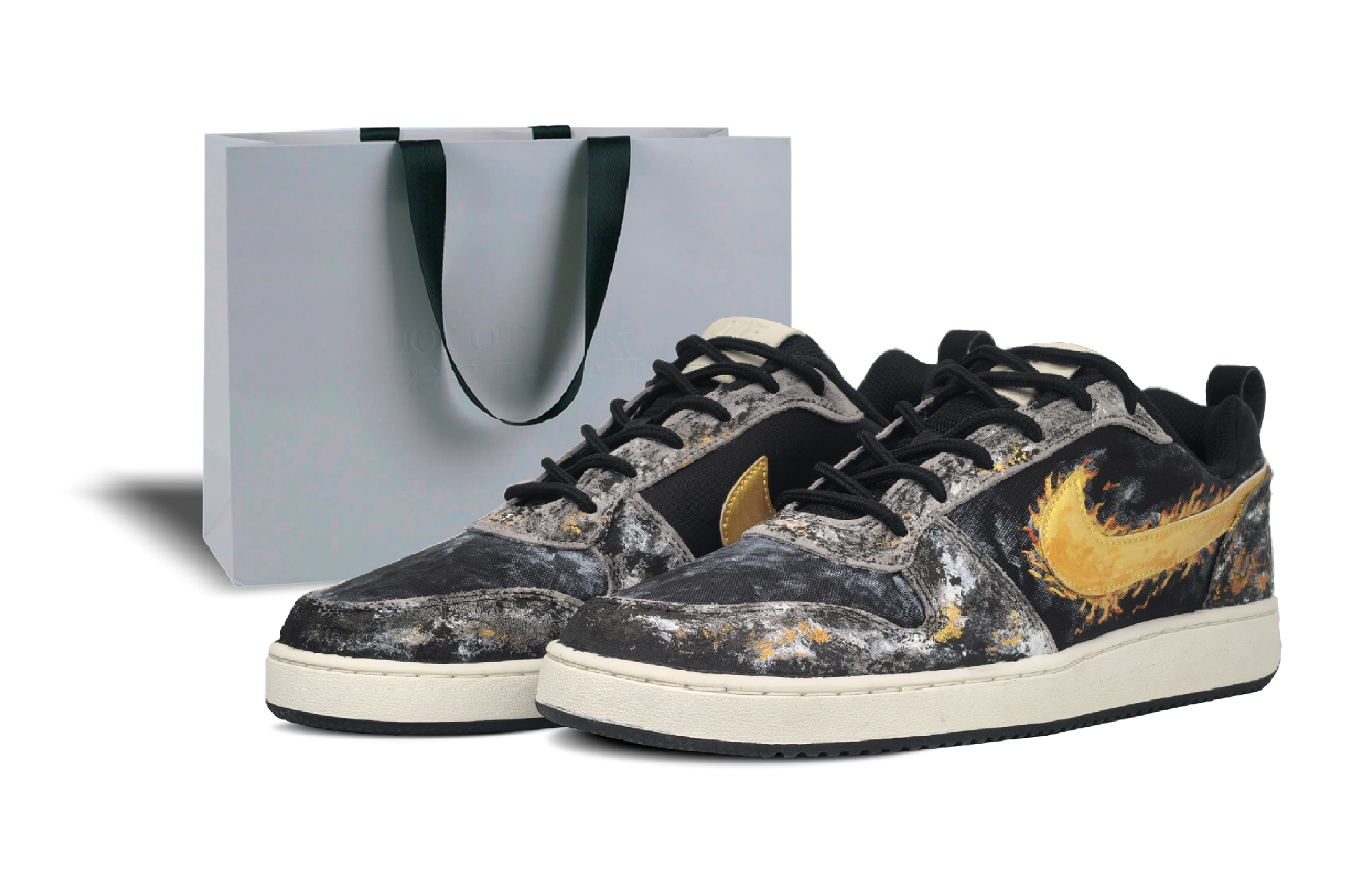 

Court Borough Corona Fantasy, Solar God, Vintage, Distressed Cushioning Low top Skateboard Shoes Men's Nike, черный