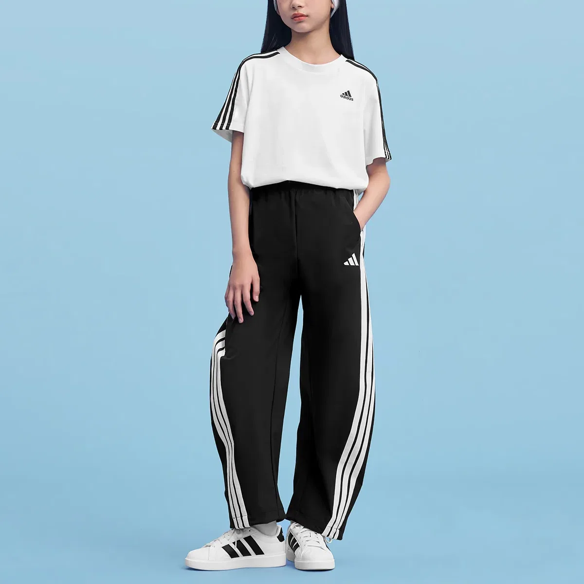 Футболка Essentials Cotton Kids' Adidas, White/Black — фото 4