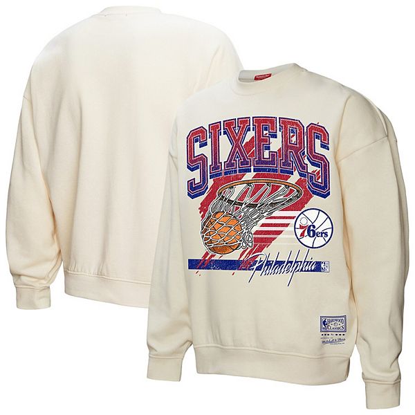 

Женский свитшот Philadelphia 76ers кремового цвета с принтом Mitchell & Ness