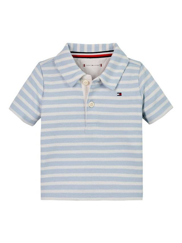 

Детская рубашка поло в полоску в рубчик Tommy Hilfiger, цвет Breezy Blue/Multi