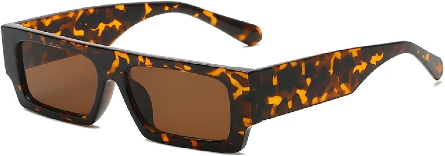 

Солнцезащитные очки с защитой от УФ-излучения UV400 | Маленькая оправа, желто-черный стиль стимпанк | Для женщин и мужчин, для занятий спортом на открытом воздухе и вождения DSVIGF, Leopard Brown