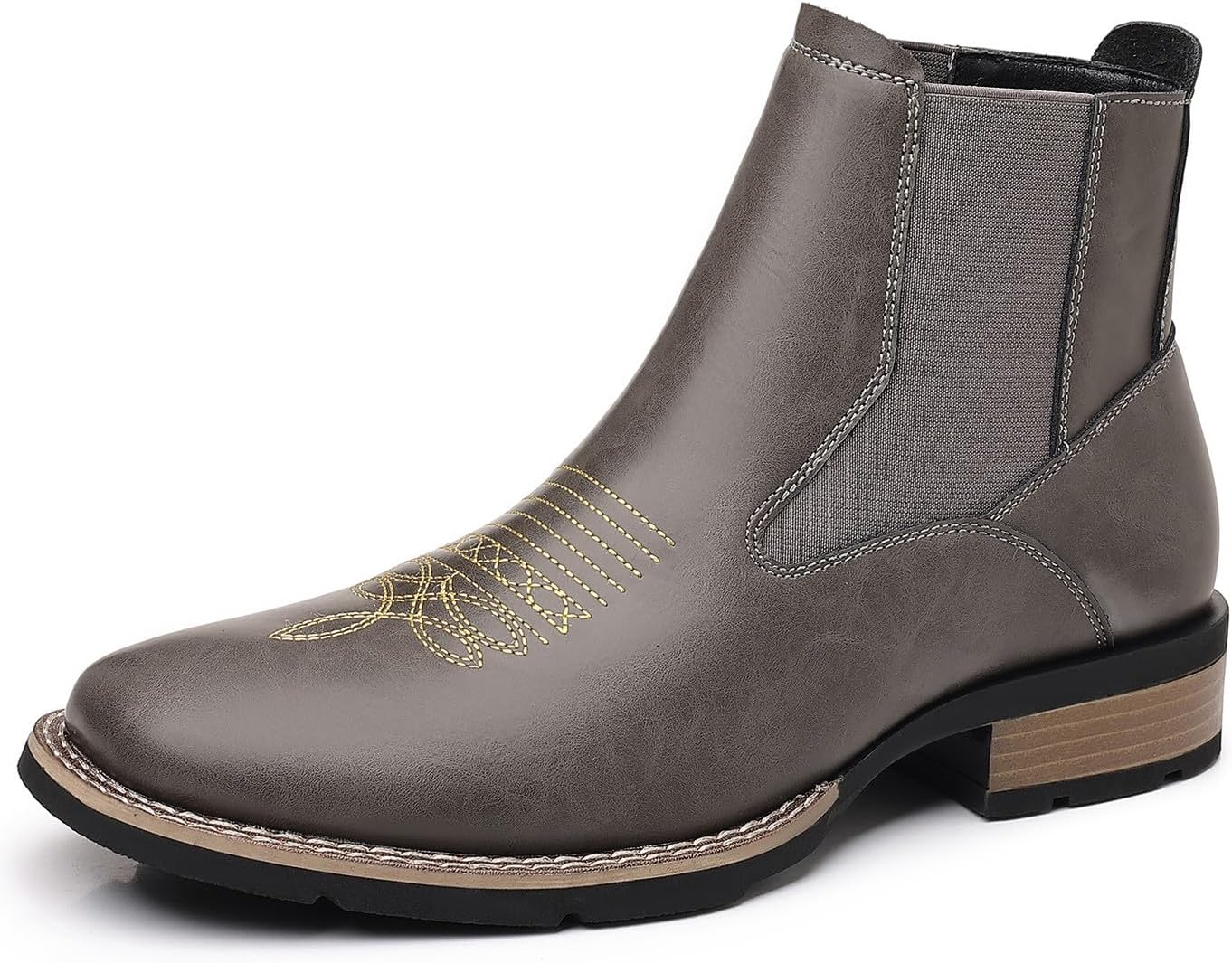 

Мужские ботинки Santimon с квадратным носком, типа Челси, до щиколотки, без шнуровки, противоскользящие, для повседневной и уличной носки, серый