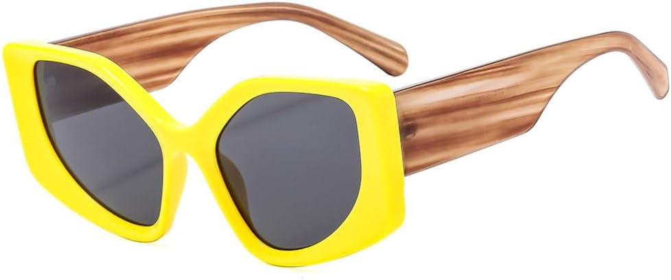 

Женские солнцезащитные очки «кошачий глаз» в винтажном стиле с отделкой под дерево, роскошные женские солнцезащитные очки с защитой от УФ-излучения UV400 LVTFCO, Yellow