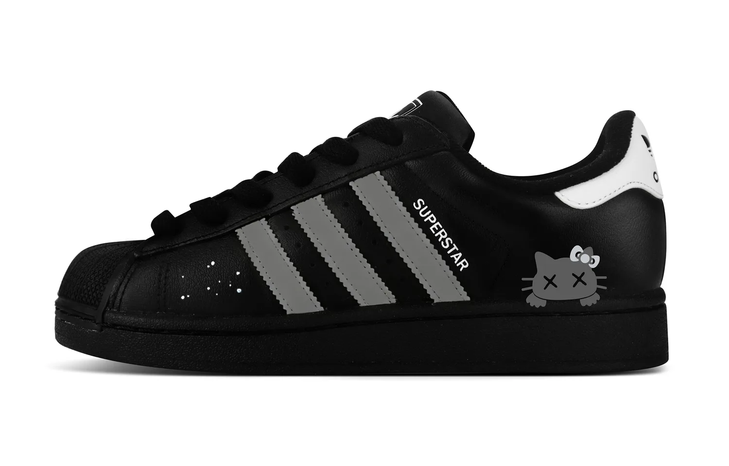 Adidas Originals Superstar 2 Little Gray Cat низкие детские скейтбординг кроссовки Black Gray