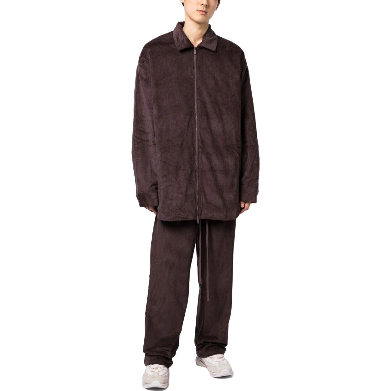 Куртка-рубашка из вельвета на молнии Fear Of God Essentials, цвет Chocolate — фото 2
