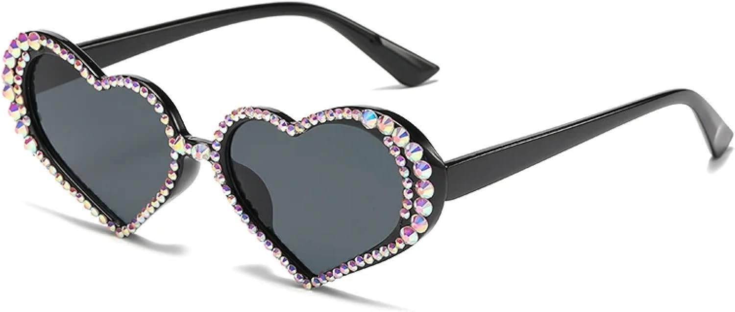 

Солнцезащитные очки с защитой от УФ-излучения UV400 | Оправа в форме сердца в стиле панк | Для женщин и мужчин, для занятий спортом на открытом воздухе и вождения DSVIGF, Black