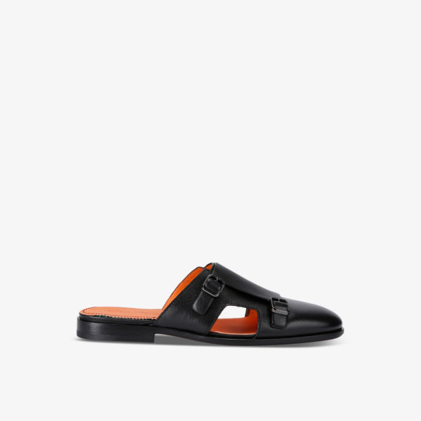 

Кожаные мюли Monk с двойной пряжкой Santoni, черный