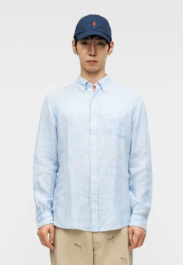 Рубашка из льна в полоску, сшитая на заказ. Polo Ralph Lauren, Harbor Island Blue/White