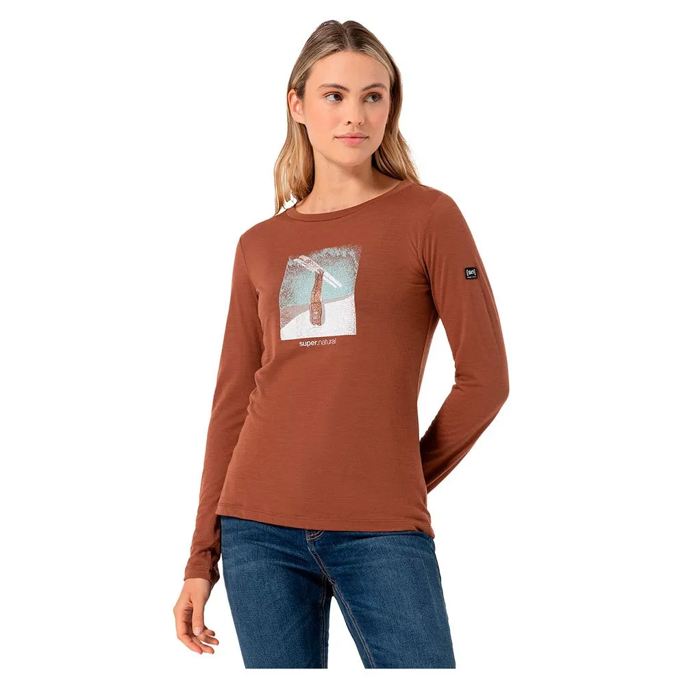 

Футболка Super.natural Header long sleeve, коричневый