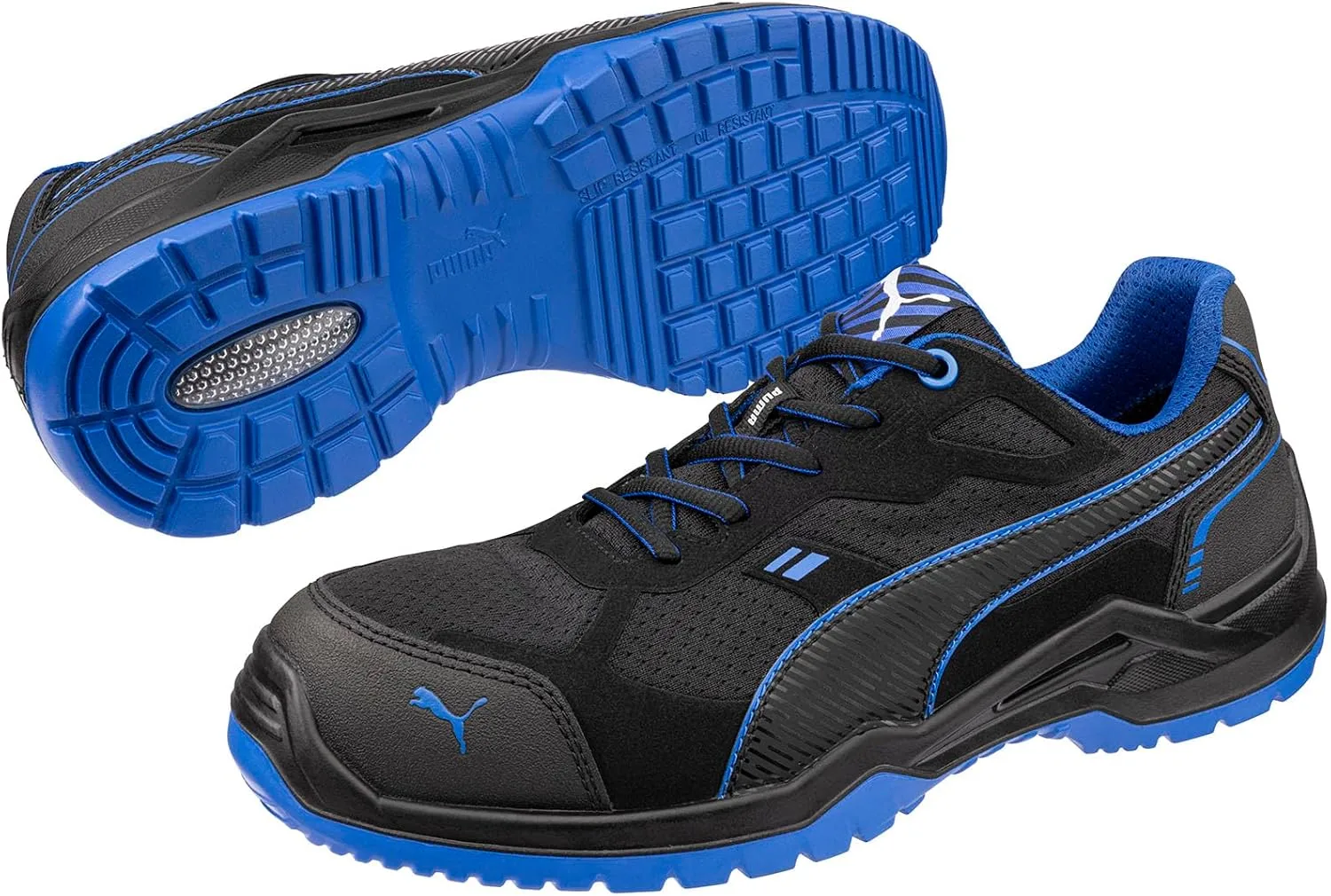Защитная обувь PUMA Fuse Low S1PS ESD, унисекс, с нескользящей подошвой, черный/синий — фото 2