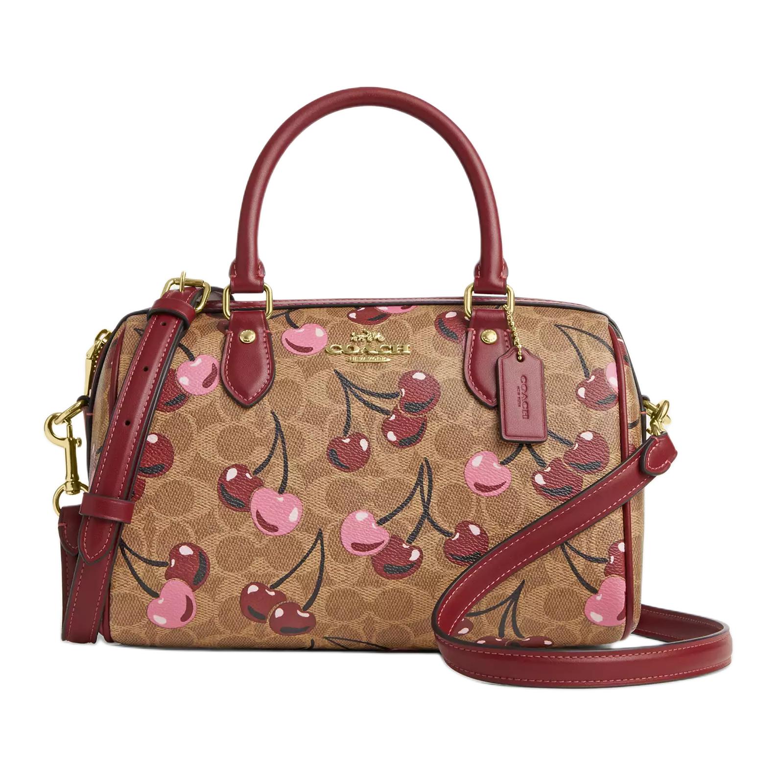 

COACH Кожаная сумка через плечо Сумка кроссбоди Женская сумка среднего размера красного цвета