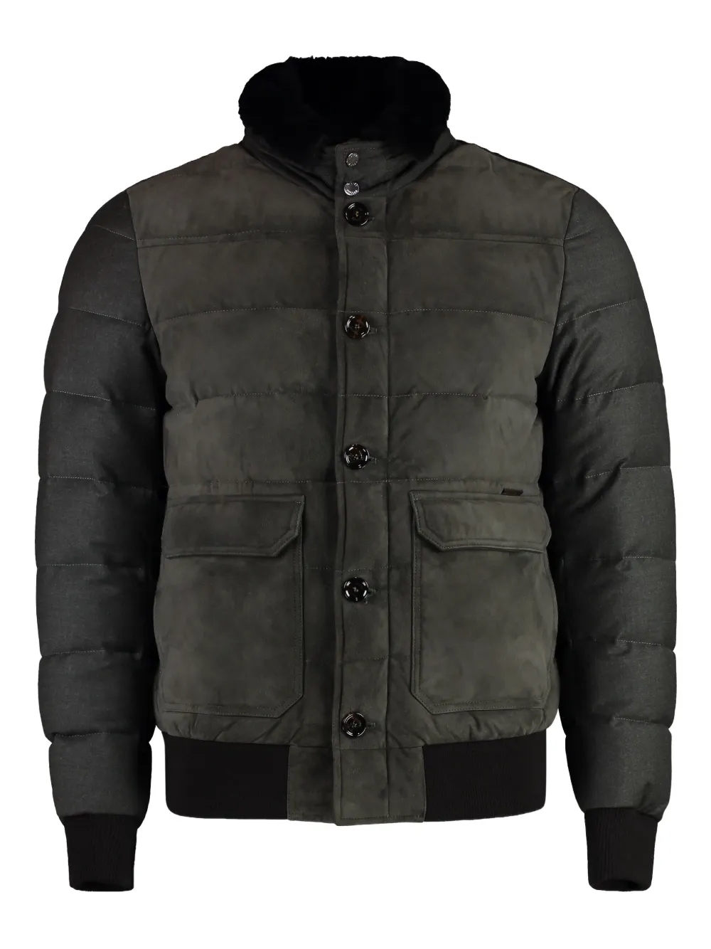 

Стеганая куртка-бомбер со съемным воротником Moorer, зеленый