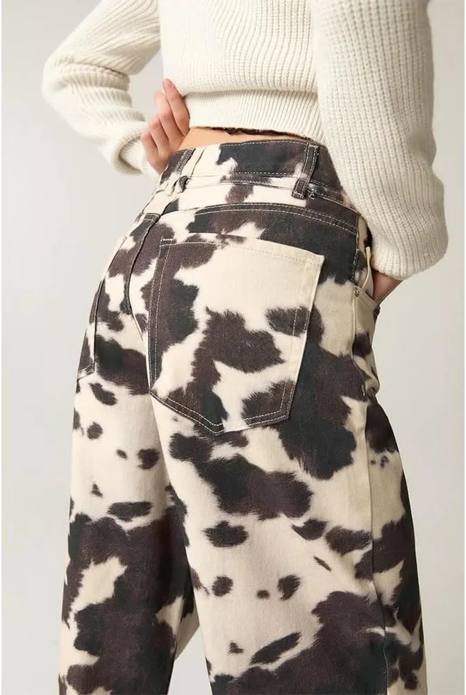 Джинсы Cow Print Wide Leg для женщин — фото 4