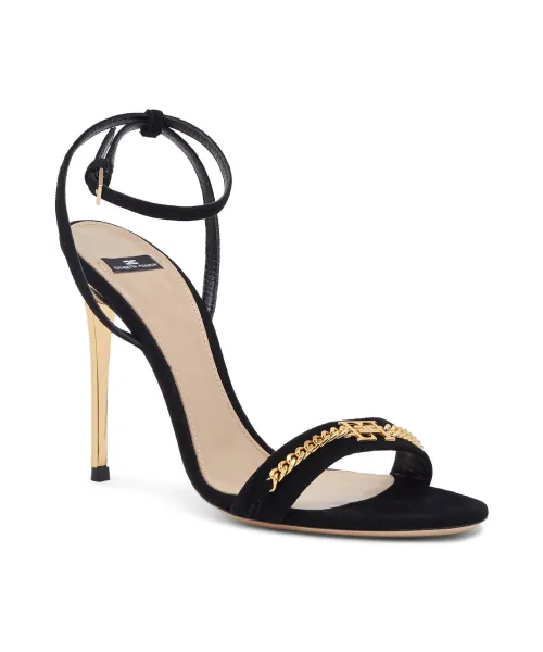 Кожаные сандалии на шпильке Elisabetta Franchi, черный