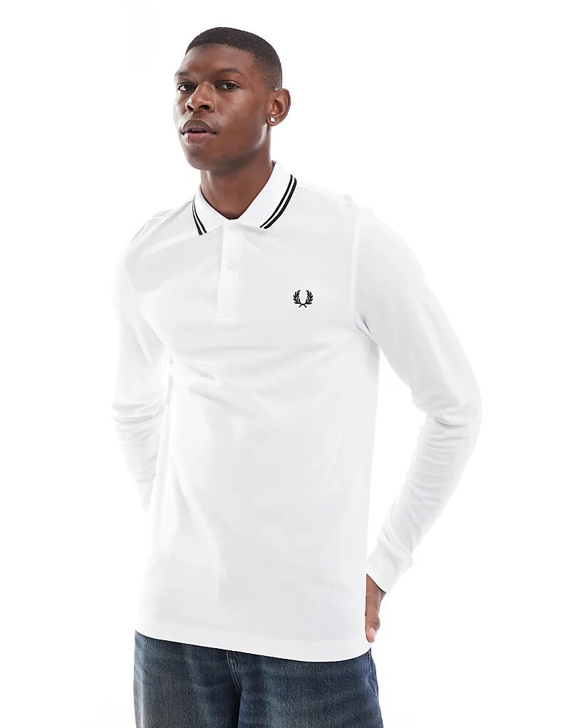 

Рубашка поло с длинными рукавами и двойной отделкой белого цвета Fred Perry