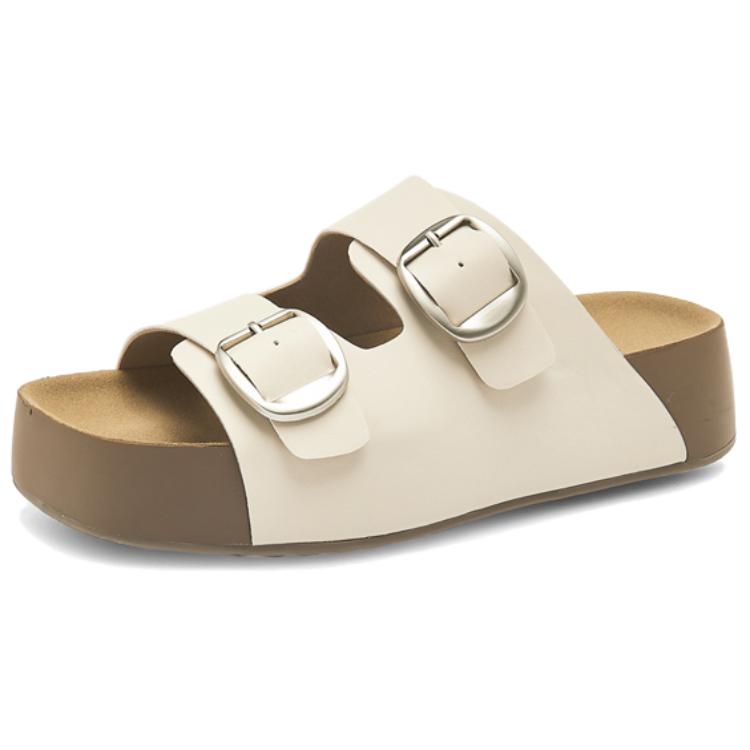 AGSDON Сланцы на платформе 4,5 см женские бежевые, цвет Beige — фото 2