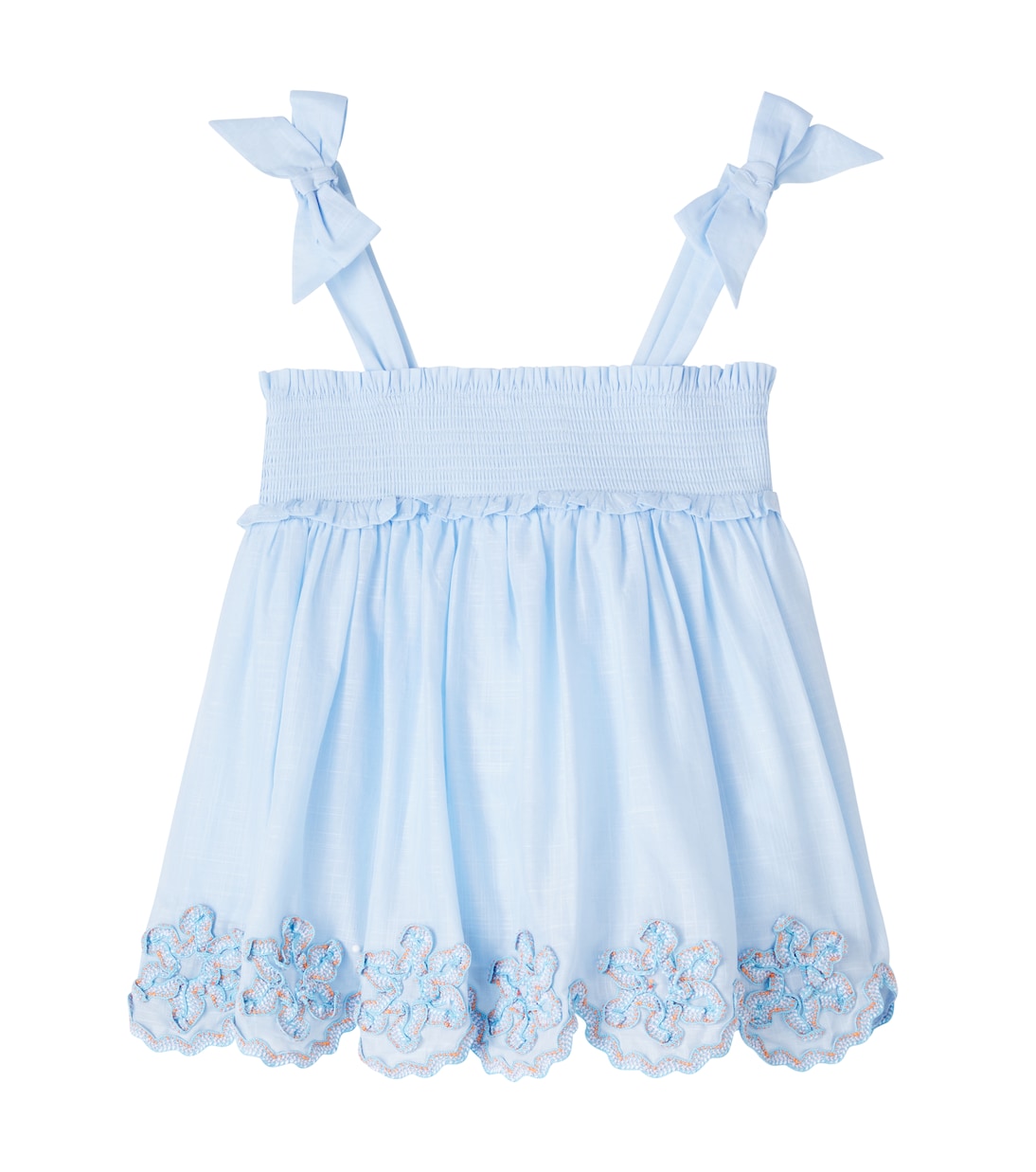 

Каскадский топ из плиссированного хлопка Zimmermann Kids, Dusty Blue Multi