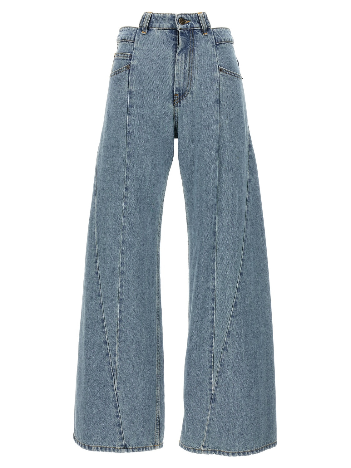 Джинсы с асимметричной талией MAISON MARGIELA, светло-голубой