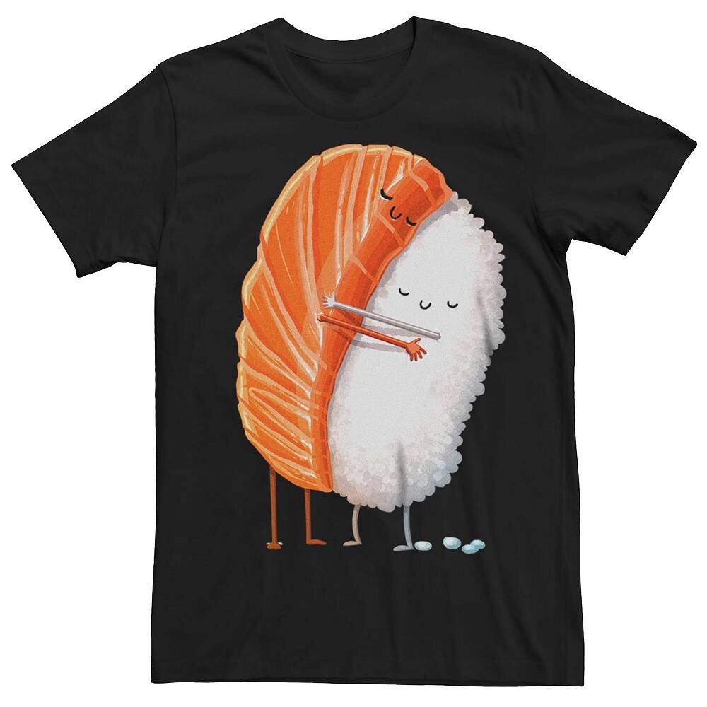 

Мужская футболка с рисунком Sake Salmon Sushi Hug Licensed Character, черный