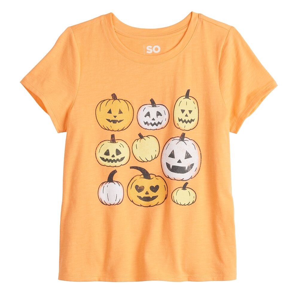 

Футболка SO Core для девочек 6–20 лет обычного и большого размера, цвет Jack O Lantern Grid
