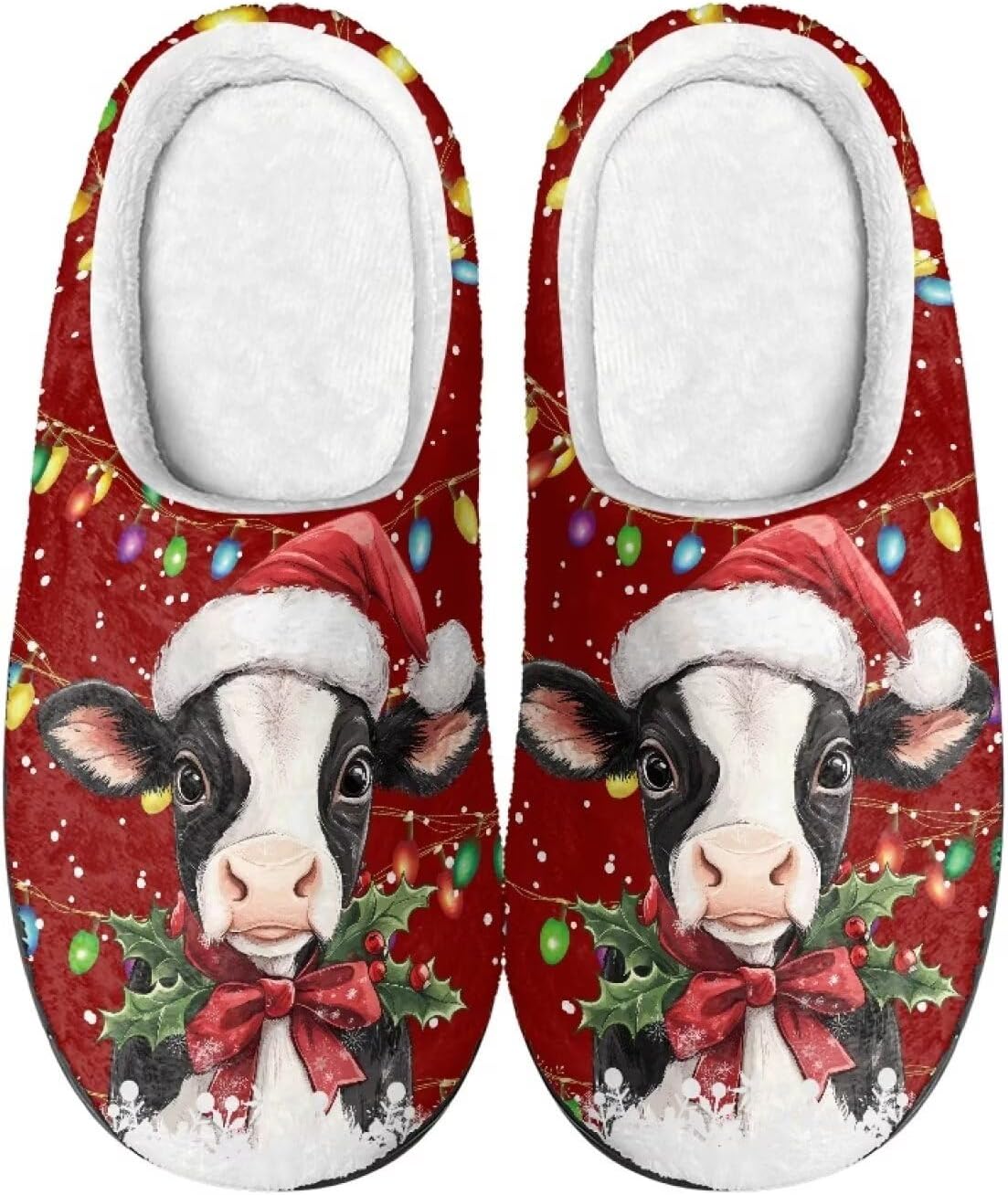 

Тапочки для женщин и мужчин, рождественские домашние тапочки, тапочки для дома, рождественские тапочки для всей семьи Srengjodk, Christmas Cow Print