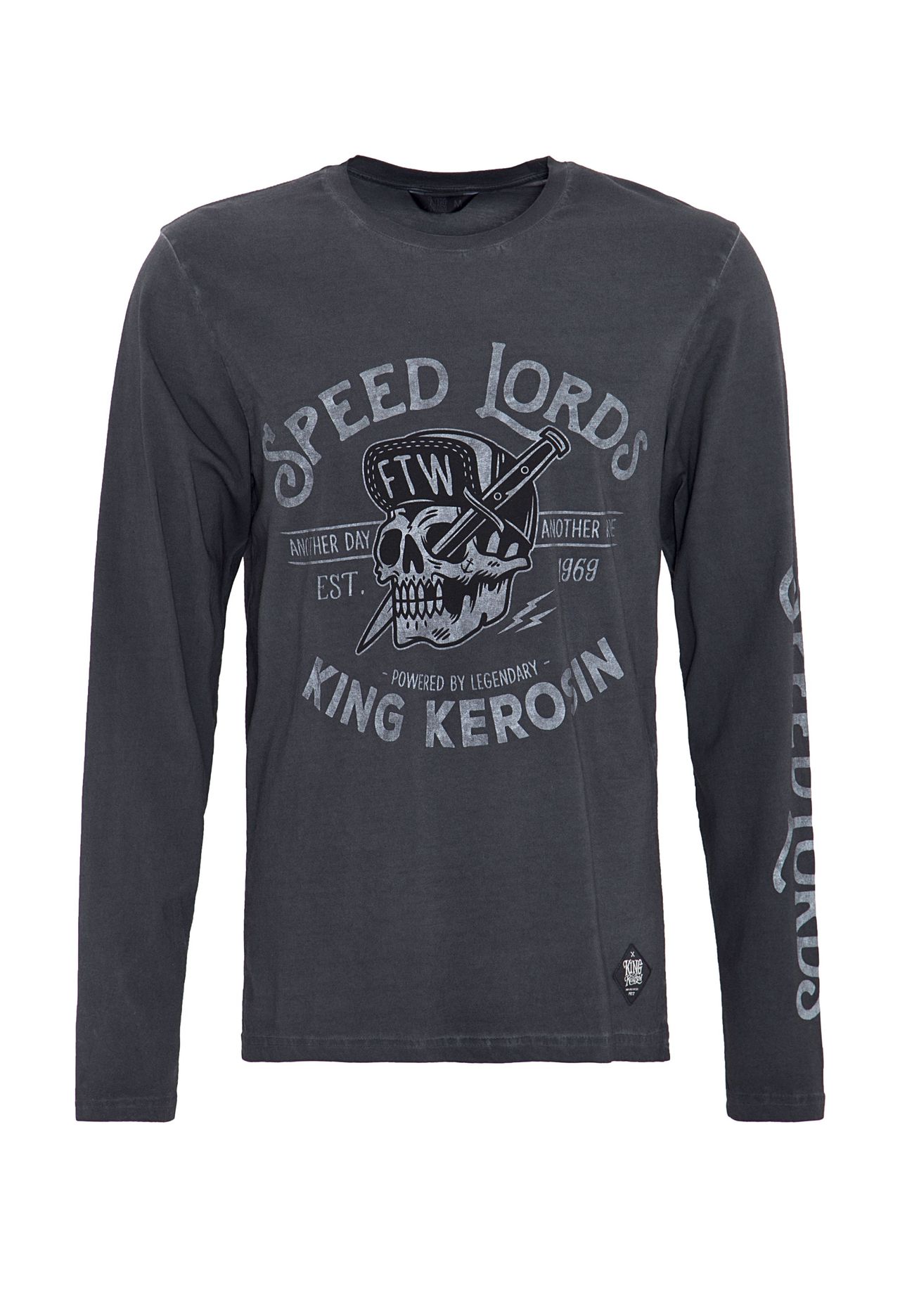 

Рубашка с длинными рукавами и принтом Speed ​​Lords спереди и на рукавах KING KEROSIN, антарцитовый