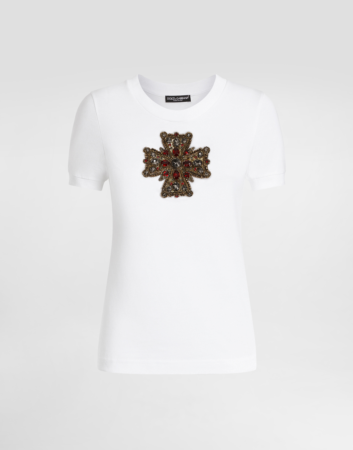 

Футболка с крестом из кристаллов swarovski Dolce & Gabbana, белый