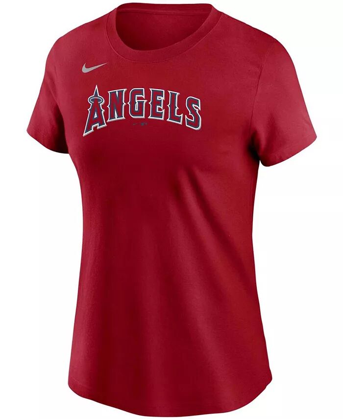 Женская футболка Майка Траута с красным именем и номером Los Angeles Angels Nike — фото 2