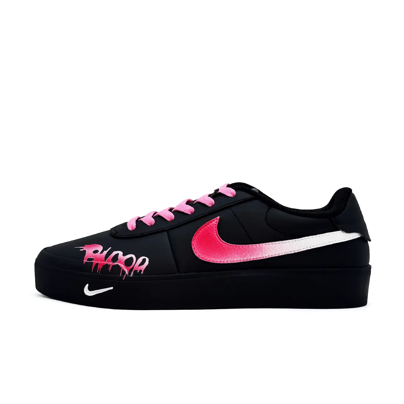 

Nike Кроссовки Court Shot Black Pink, износостойкие и легкие, низкие, для скейтбординга, мужские, черные