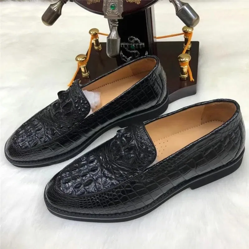 Оксфорды из натуральной кожи аллигатора, Black — фото 4