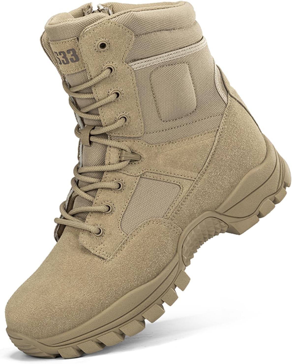 

Мужские ботинки высокого среза с шнуровкой из замшевой кожи, тактические военные, легкие, удобные, с нескользящей подошвой и амортизирующей стелькой, для походов, кемпинга, тренировок, охоты, джунглей, боевых действий и туризма Tengfeifly, хаки