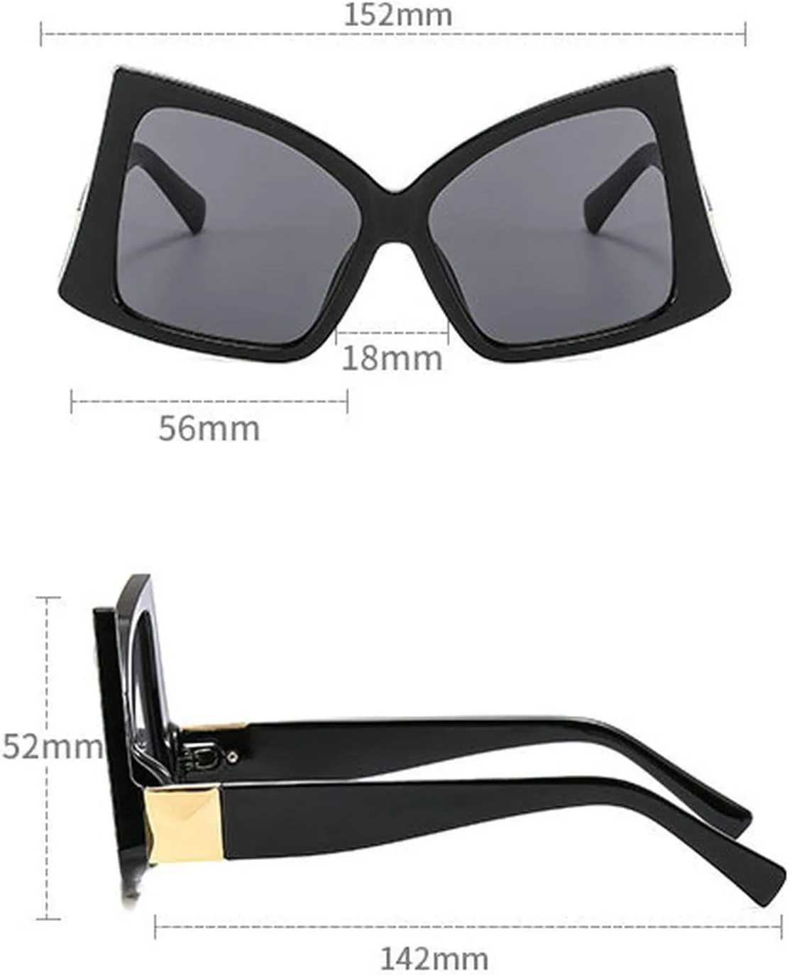 

Солнцезащитные очки COTIA Oversized Butterfly Cat Eye для женщин и мужчин, модные панк-очки с градиентным переходом цвета, уникальные очки неправильной формы, Black