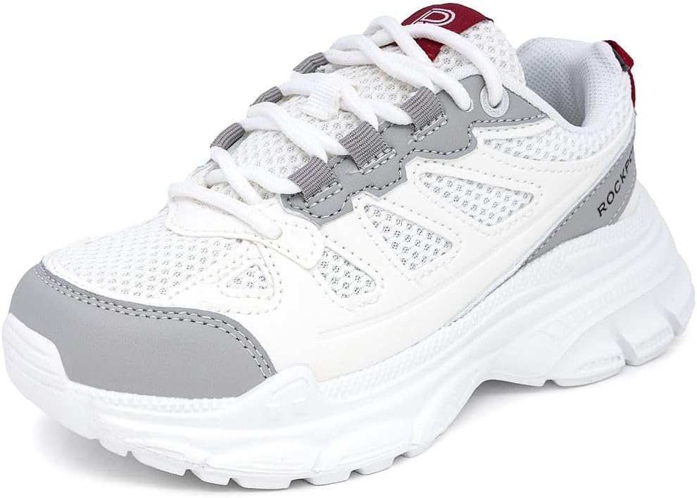 

Кроссовки для мальчиков Rockport Kids - Прочные, дышащие с сетчатым верхом, с амортизирующей подошвой для комфорта - Спортивная обувь для ходьбы, бега и школы, на шнуровке/резинке (для детей старшего и младшего возраста), белый/серый