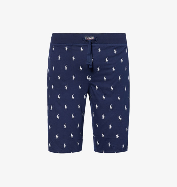 

Пижамные шорты из хлопкового джерси с логотипом Polo Ralph Lauren, синий