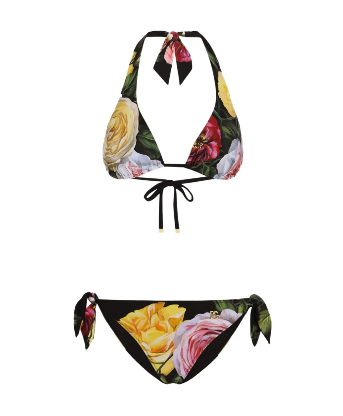 

Комплект бикини с пионовым принтом и сумкой Dolce & Gabbana, мультиколор