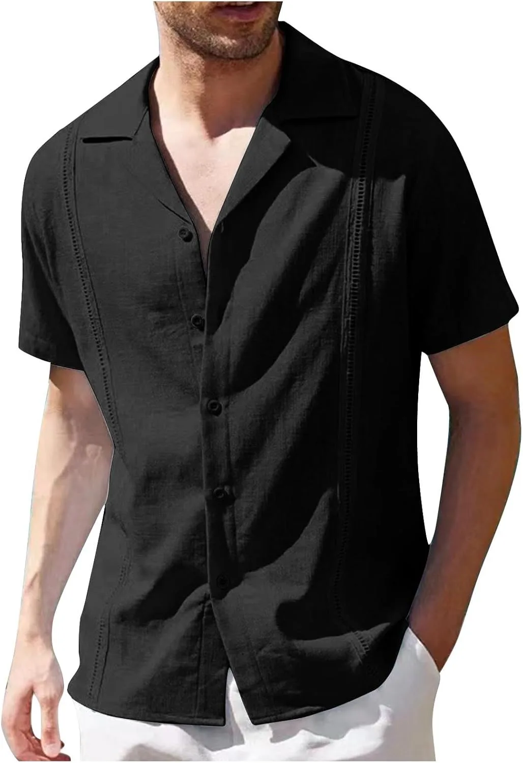 

Мужская рубашка 2024 короткий рукав бизнес-кэжуал свободный крой QUNPIU