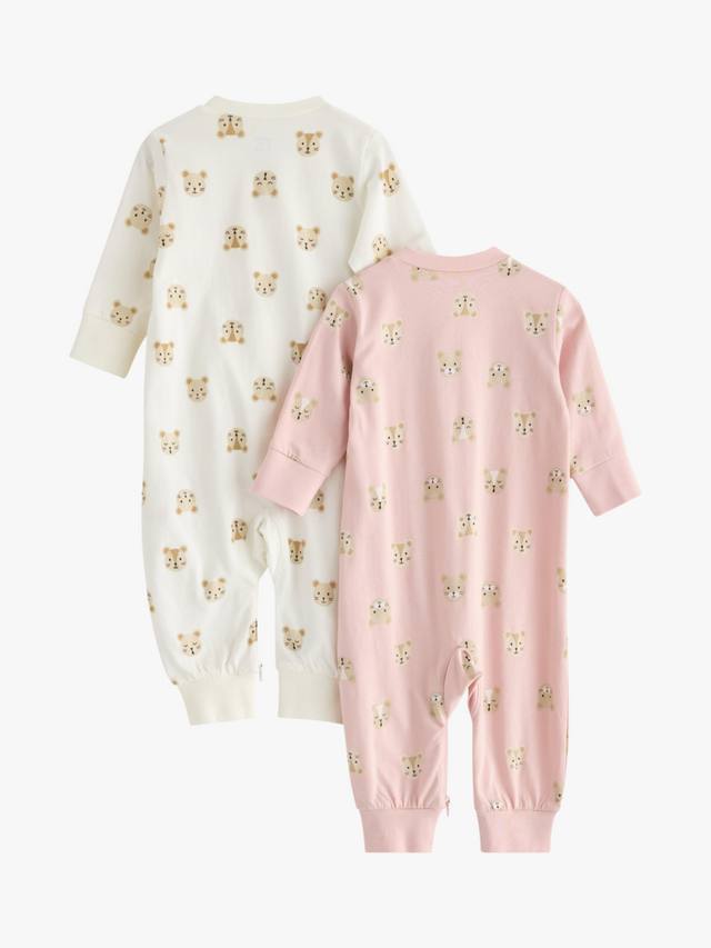 Детский хлопковый пижамный комплект с молнией и принтом животных Lindex, Light Dusty Pink — фото 2